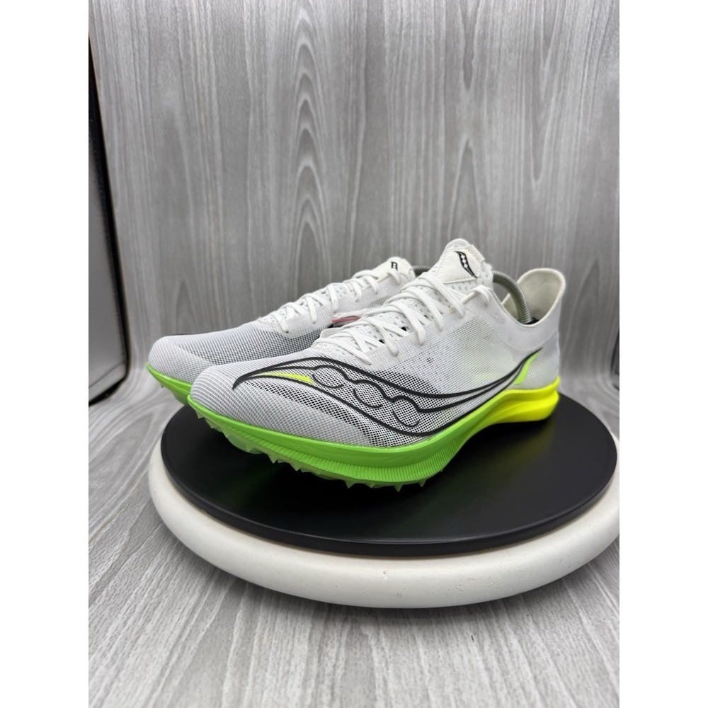 Saucony Endorphin Cheetah Mens Size 12 White Slime Green Track & Field S29095-01